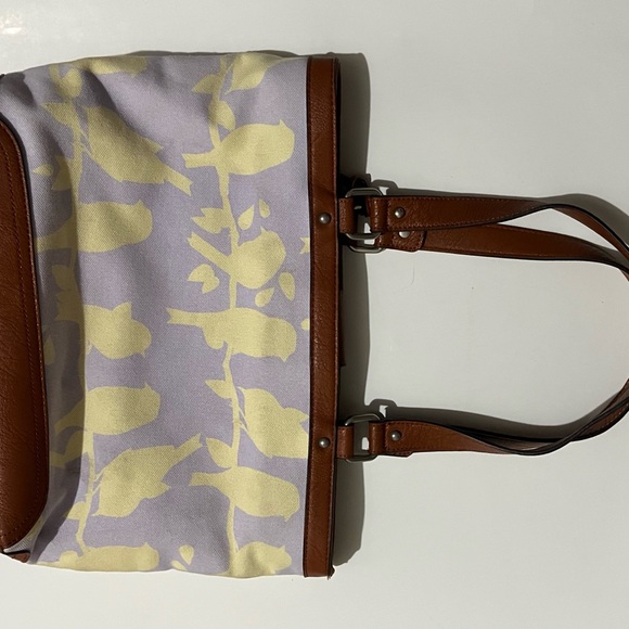 BOC Born Concept Purse Two Tone Canvas & Leather Shoulder Bag yellow lavender - Picture 2 of 7